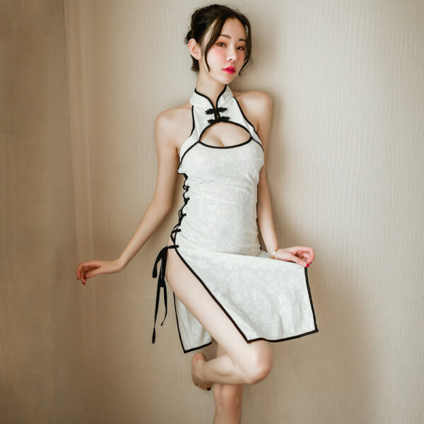 Sexy Chinese Split Cheongsam Dress Hot Hollow Out Qipao Lingerie for Women - Image 4