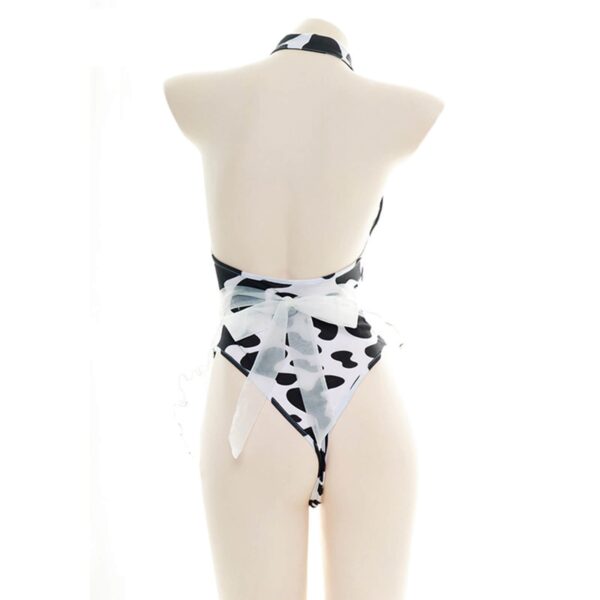 Sexy Cow Print Maid Anime Lingerie Lolita Japanese Hollow Out Cosplay Costume - Image 7