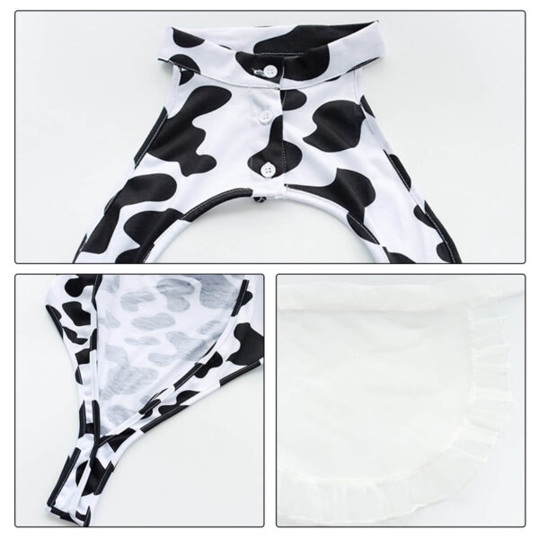 Sexy Cow Print Maid Anime Lingerie Lolita Japanese Hollow Out Cosplay Costume - Image 8
