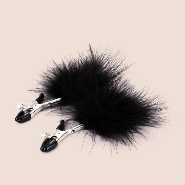 Sex & Mischief Feathered Nipple Clamps | thumb screw adjustability - Image 2