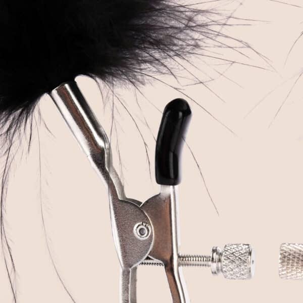 Sex & Mischief Feathered Nipple Clamps | thumb screw adjustability - Image 3