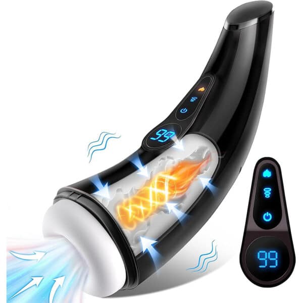 App-Controlled Male Masturbator with Touchscreen & Voice – Heated Suction & Vibration Pleasure Cup with Smart Display
