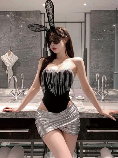 Bunny Rabbit Metallic Skirt Set