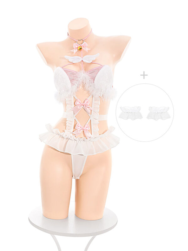 Furry Cat Angel Crotchless Bodysuit - Image 9