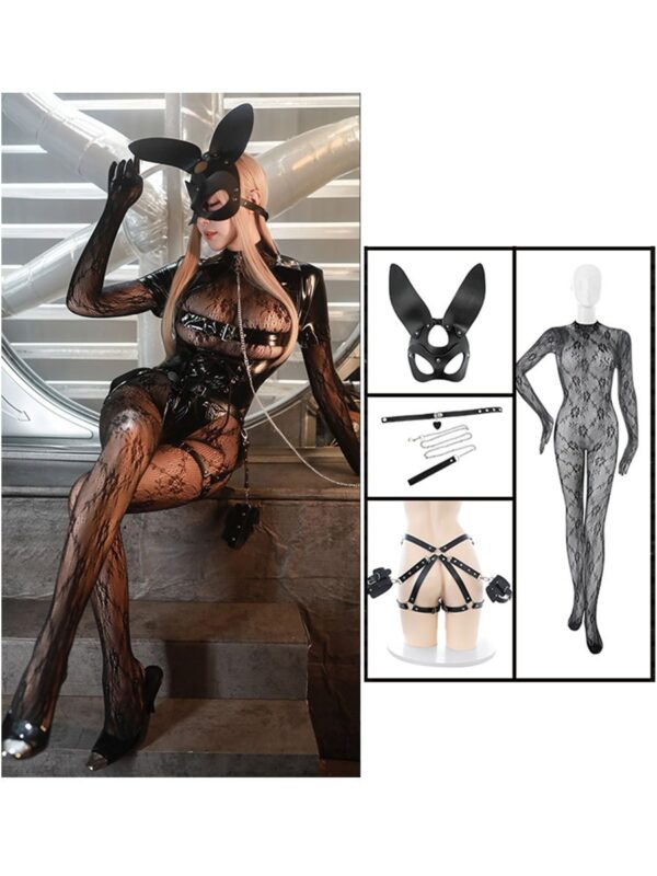 Latex Open Cup Bunny Outfit - Image 9