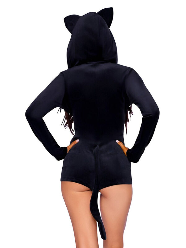 Black Cat Hooded Bodysuit - Image 2