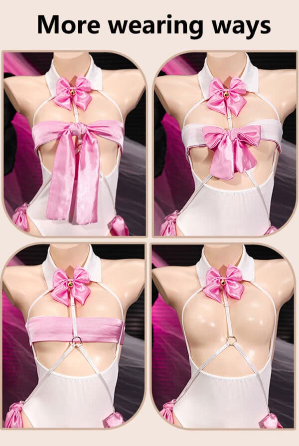 Ribbon Bow Cupless Teddy Lingerie - Image 8