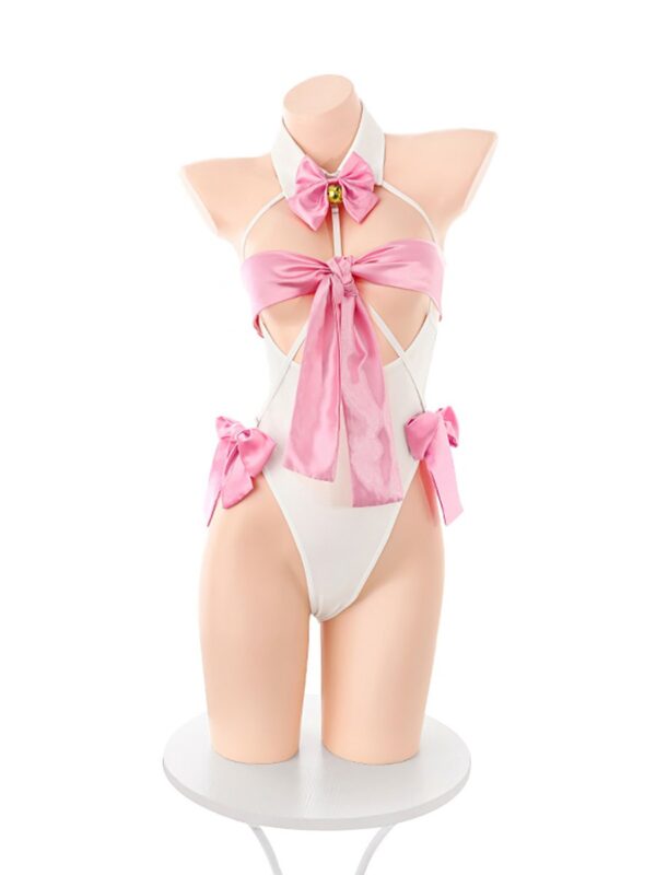 Ribbon Bow Cupless Teddy Lingerie - Image 9