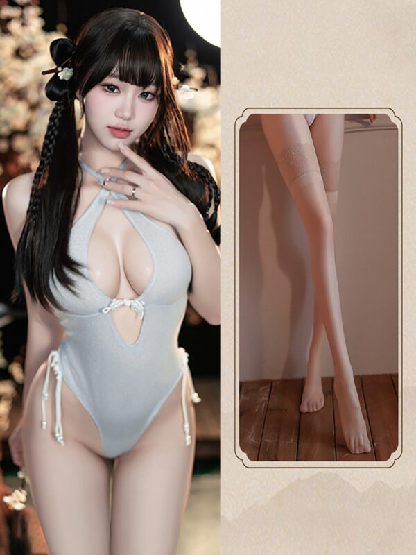 Glitter Chinese Style Crotchless Bodysuit - Image 8