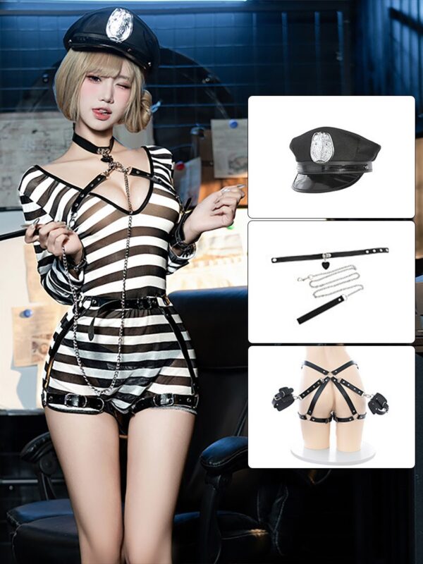 Sexy Striped Prisoner Costume - Image 7