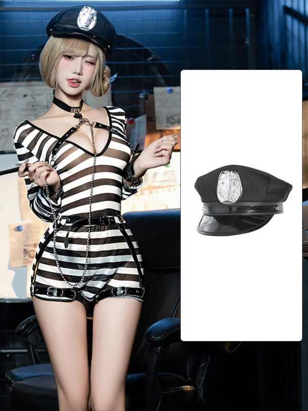 Sexy Striped Prisoner Costume - Image 8