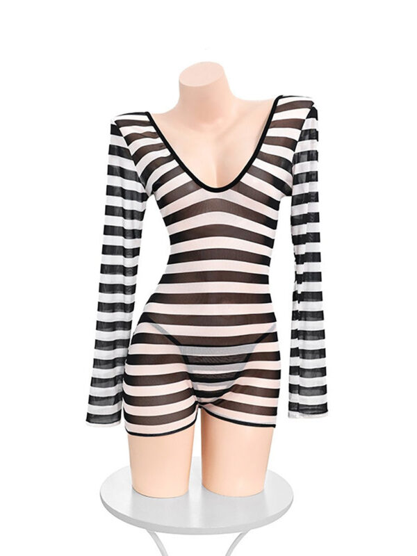 Sexy Striped Prisoner Costume - Image 9