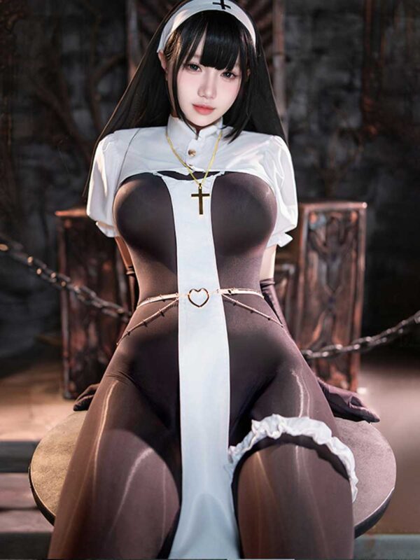 Sexy Nun Open Crotch Bodystocking Set - Image 6