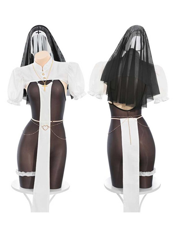 Sexy Nun Open Crotch Bodystocking Set - Image 10