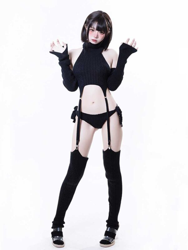 Rib Knit Cosplay Lingerie Set - Image 2
