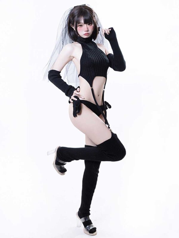 Rib Knit Cosplay Lingerie Set - Image 5