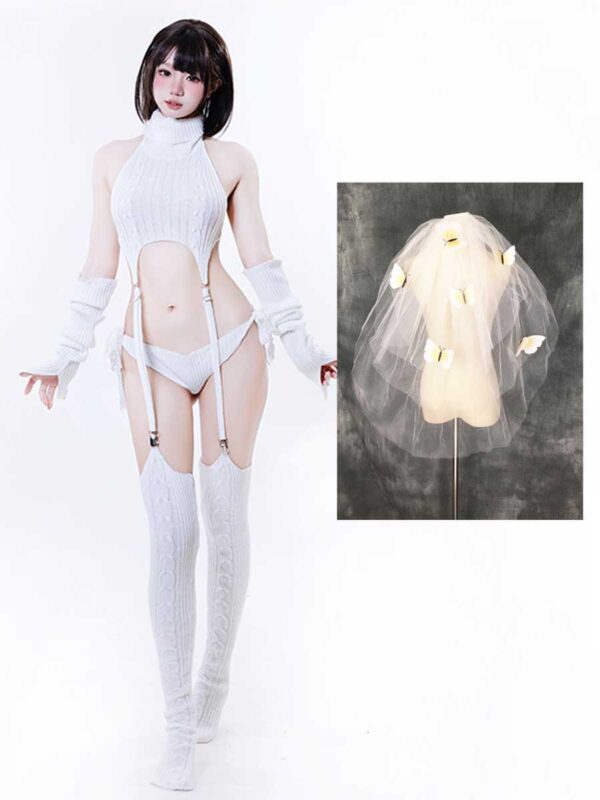 Rib Knit Cosplay Lingerie Set - Image 15