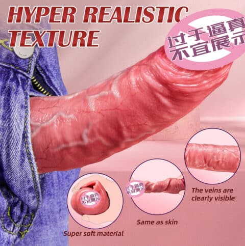 Remote-Controlled Licking Vibrating Penis Sleeve – Realistic Silicone Enlarger for Men