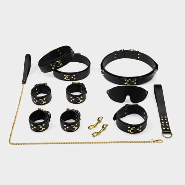 PU Bondage Restraint Kit with Blindfold, Handcuffs & Thigh Straps – BDSM Toy Set for Couples - Image 2