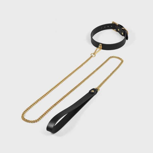 Luxury Genuine Leather BDSM Collar with Leash – Adjustable Slave Neck Restraint for K9 Play & Couple Bondage Gift - Image 5