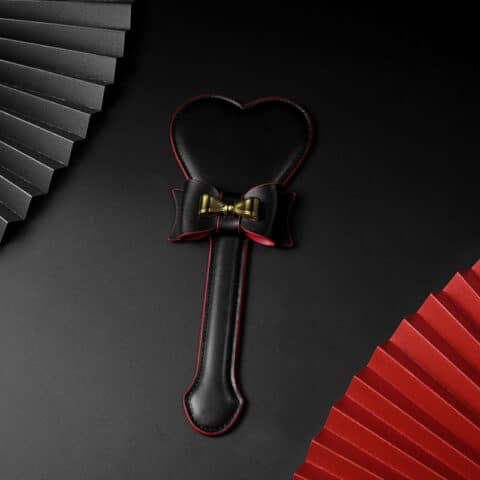 Leather Spanking Paddle with Heart Design – SM Punishment Crop Ruler Whip for Roleplay & BDSM Impact Play