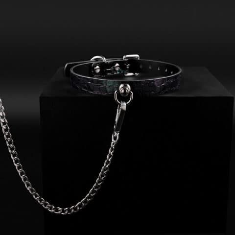 Genuine Leather BDSM Collar with Leash – K9 Pet Play Restraint Neck Strap for Couples & Fetish Roleplay