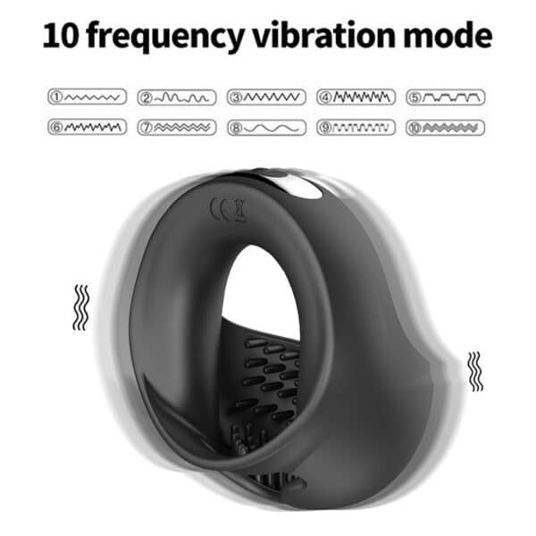 Vibrating Silicone Testicle Cock Ring – Rechargeable Delay Ring for Men with Intense Stimulation