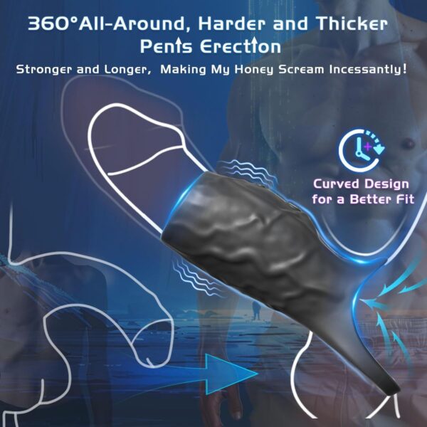 Wolf Battle Vibration Locking Cock Ring – Male Performance Trainer & Couples' Shared Stimulation for Delay and Pleasure