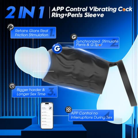 Penis Sleeve Vibrating Trainer with APP-Controlled Delay Ring – Dual Stimulation for Couples & Male Performance Enhancement