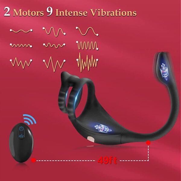 Aiya Dual-Ring Prostate Massager & Edging Cock Ring with App & Wireless Remote Control | Vibrating Anal Plug for Men
