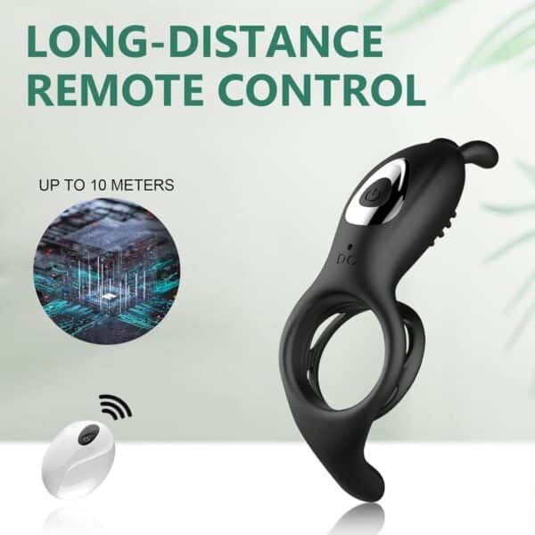 Rampage Rabbit Vibrating Dual Cock Ring – Wireless Remote-Controlled Silicone Ring for Intense Male Stimulation