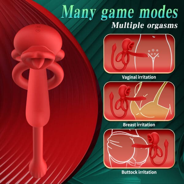Dragon Tongue APP-Controlled Vibrating Cock Ring – Tongue-Licking Silicone Delay Ring for Men and Couples - Image 2