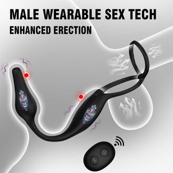 Achi 3rd Gen Locking Cock Ring with Remote-Controlled Prostate Vibrator – Dual Stimulation Massage Toy for Male Performance