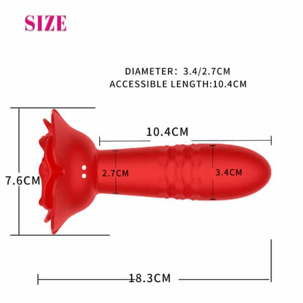 Rose-Shaped Adjustable Vibrating Anal Plug with Wireless Remote Control & Rechargeable Battery | Women’s Pleasure Toy - Image 4