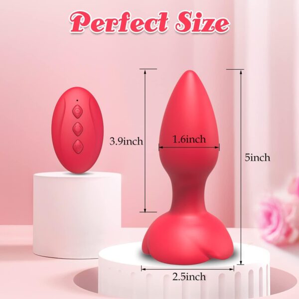 Rose 3-Button Wireless Remote Vibrating Anal Plug | Unisex Prostate & Anal Massager - Image 2