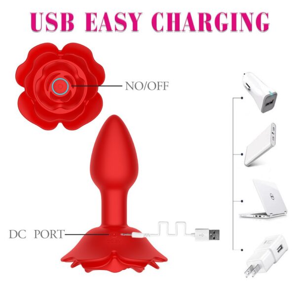Rose-Shaped Anal Plug with Clitoral Stimulation | Wireless Remote Control & Rechargeable Women’s Pleasure Toy - Image 2