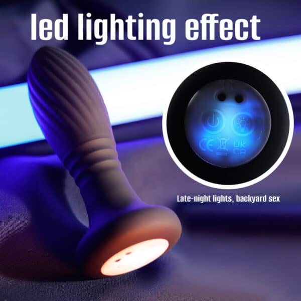 LED Thrusting Ribbed Anal Plug | Remote-Controlled Vibrating Unisex Prostate Massager with Multi-Speed Modes - Image 3