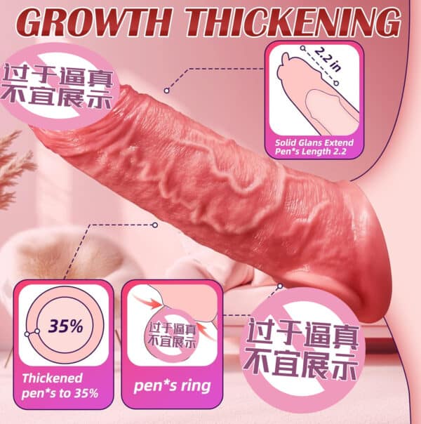 Remote-Controlled Licking Vibrating Penis Sleeve – Realistic Silicone Enlarger for Men - Image 3
