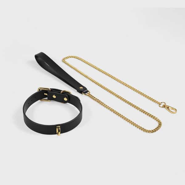 Luxury Genuine Leather BDSM Collar with Leash – Adjustable Slave Neck Restraint for K9 Play & Couple Bondage Gift - Image 3
