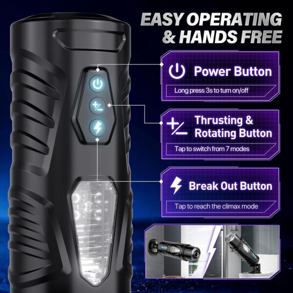 Dark Knight Automatic Thrusting & Rotating Male Masturbator – Hands-Free Electric Stroker for Intense Solo Play - Image 2
