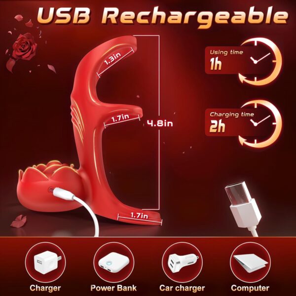 King Flower Vibrating Cock Ring with APP Remote Control – Silicone Delay Ring for Prolonged Stimulation and Remote Play - Image 3