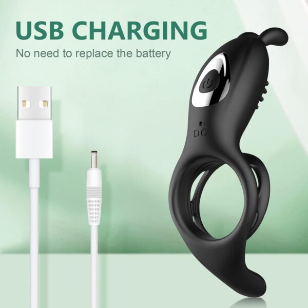 Rampage Rabbit Vibrating Dual Cock Ring – Wireless Remote-Controlled Silicone Ring for Intense Male Stimulation - Image 3