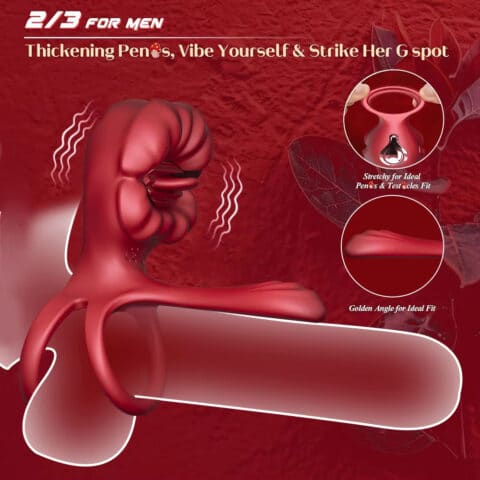 Big Mouth APP-Controlled Vibrating Cock Ring – Tongue-Licking Wearable Ring for Couples with Shared Vibration