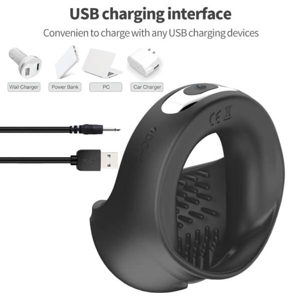 Vibrating Silicone Testicle Cock Ring – Rechargeable Delay Ring for Men with Intense Stimulation - Image 3