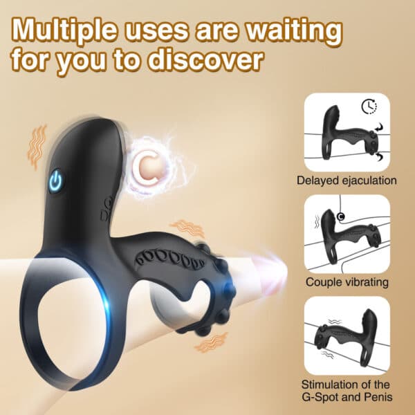 Multi-Speed Vibrating Cock Ring for Couples – Male Delay Ring for Prolonged Pleasure and Foreplay Stimulation - Image 2