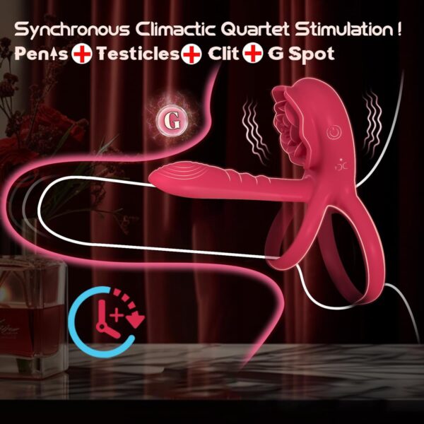 TanHua 2nd Gen Rose Locking Cock Ring – Dual Motor Couples Vibrating Stimulation for Male Endurance and Shared Pleasure - Image 3