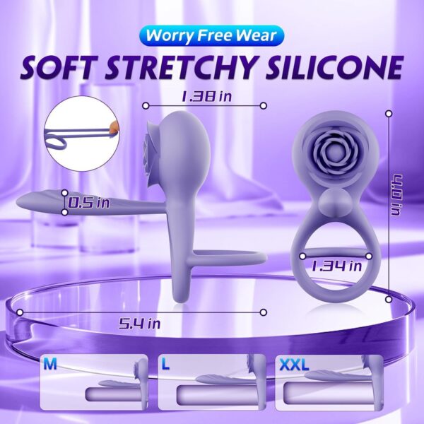Purple Rose Locking Vibrating Ring – Rechargeable APP-Controlled Remote for Female Stimulation and Pleasure Enhancement - Image 2