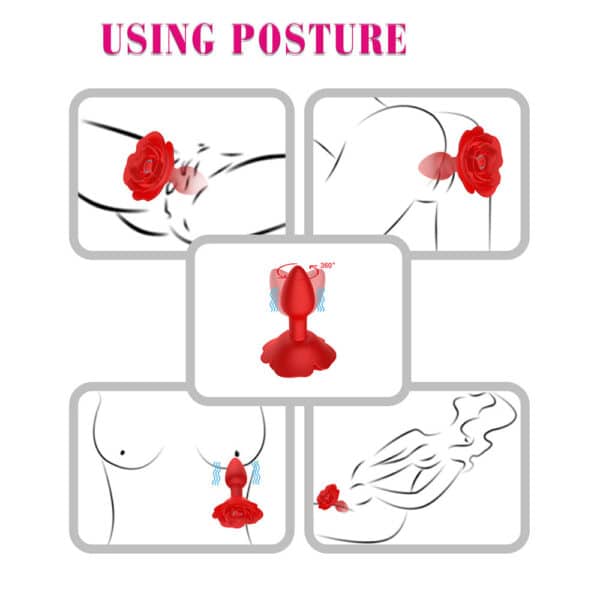 Rose-Shaped Anal Plug with Clitoral Stimulation | Wireless Remote Control & Rechargeable Women’s Pleasure Toy - Image 3