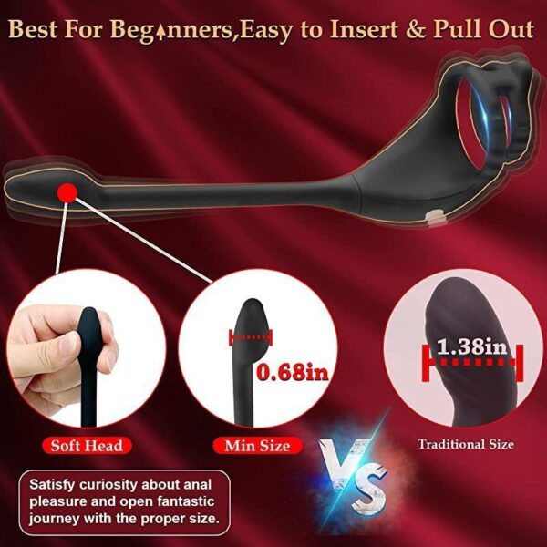 Aiya Dual-Ring Prostate Massager & Edging Cock Ring with App & Wireless Remote Control | Vibrating Anal Plug for Men - Image 3