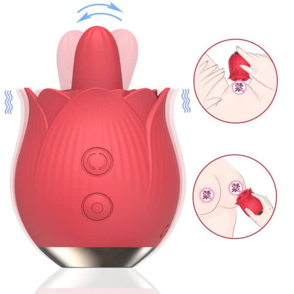 Rose Licking Vibrator for Women – Clitoral & Nipple Stimulator with Tongue Motion - Image 3